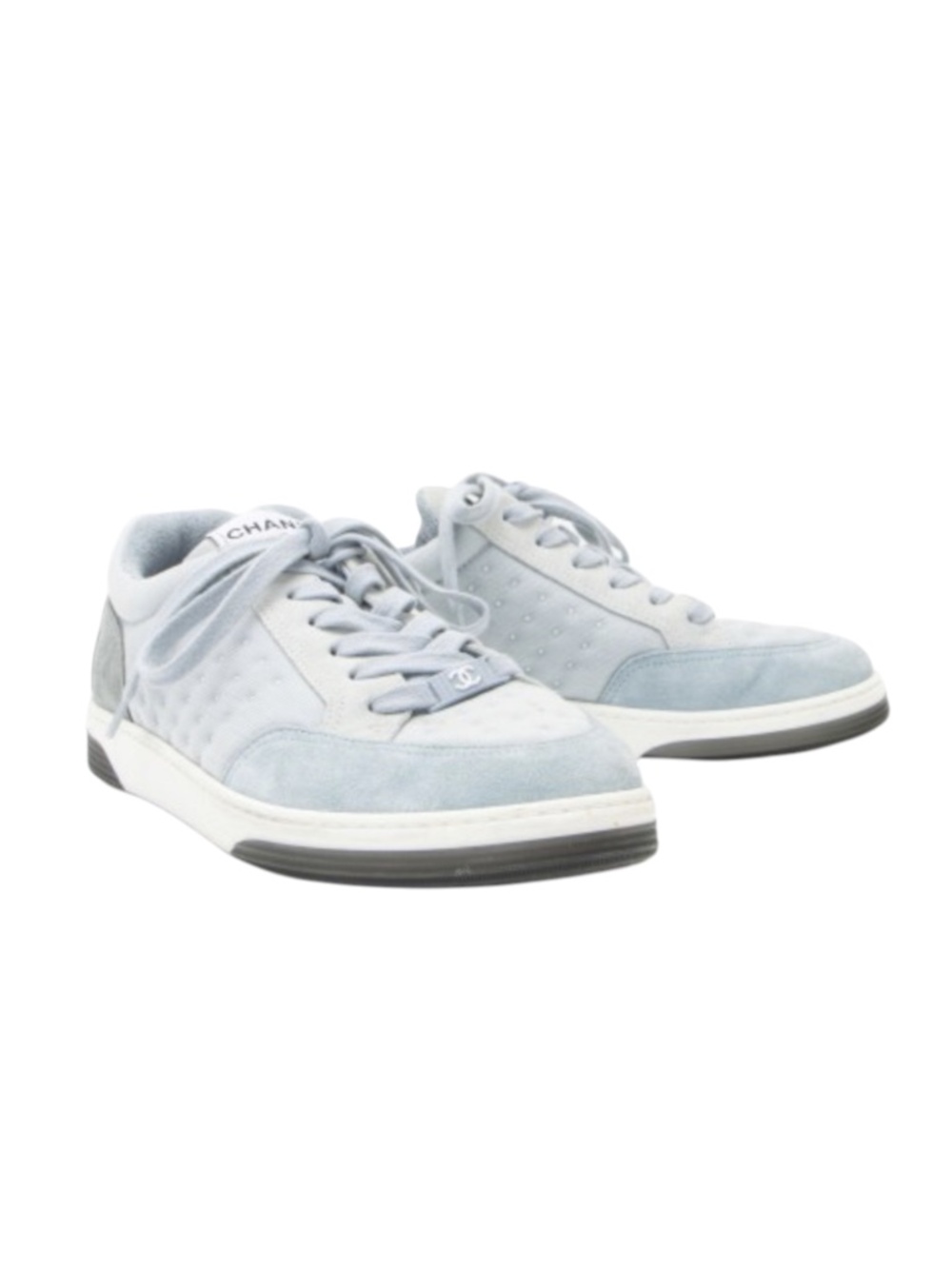 Chanel Suede Studded Logo Sneakers